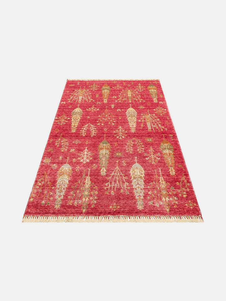 Oushak Carnaval 100% Natural Easy-to-Clean Handcrafted TENCEL™ Modern Usak Rug 08 RED AUTUMN