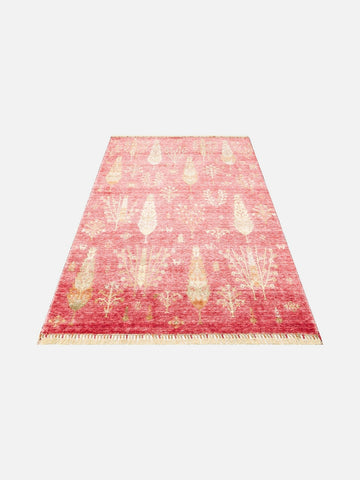 Oushak Carnaval 100% Natural Easy-to-Clean Handcrafted TENCEL™ Modern Usak Rug 08 RED AUTUMN