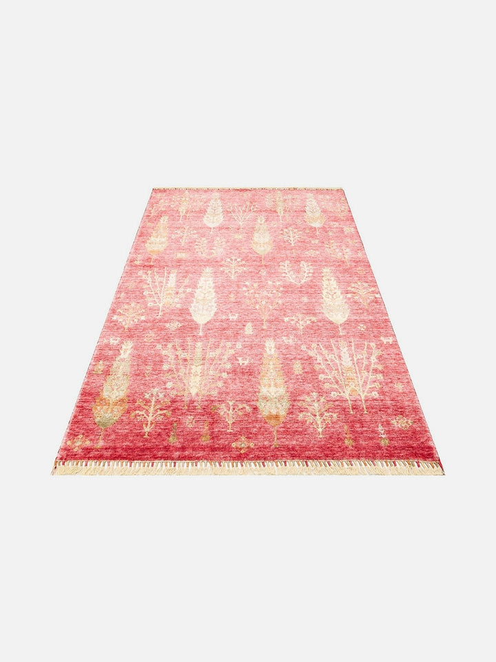 Oushak Carnaval 100% Natural Easy-to-Clean Handcrafted TENCEL™ Modern Usak Rug 08 RED AUTUMN