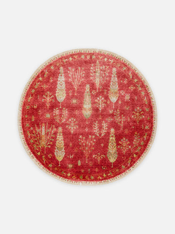 Oushak Carnaval %100 Naturel Kolay Temizlenir El Emeğiyle Üretilen TENCEL™ Modern Uşak Halısı 08 RED AUTUMN Q - Carpetdocia - kusbakisi