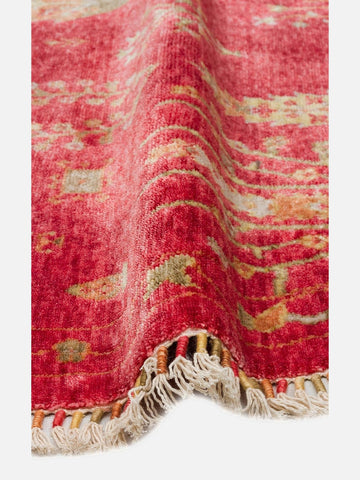 Oushak Carnaval %100 Naturel Kolay Temizlenir El Emeğiyle Üretilen TENCEL™ Modern Uşak Halısı 08 RED AUTUMN Q - Carpetdocia