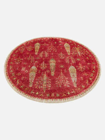 Oushak Carnaval %100 Naturel Kolay Temizlenir El Emeğiyle Üretilen TENCEL™ Modern Uşak Halısı 08 RED AUTUMN Q - Carpetdocia