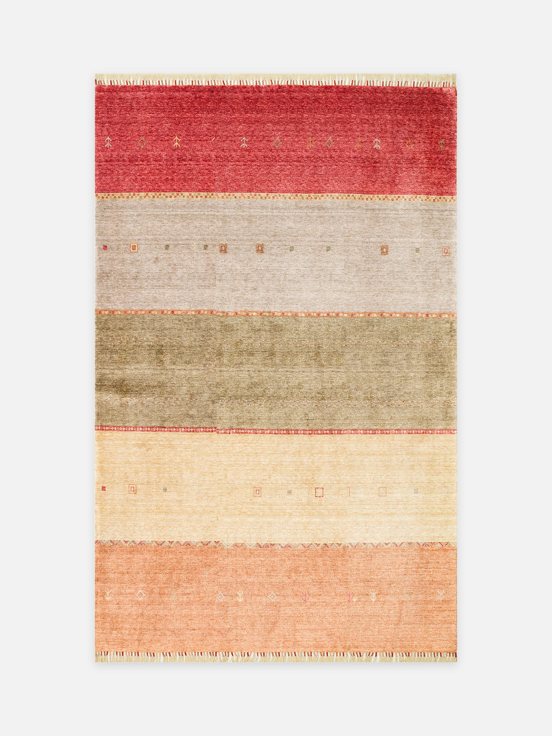 Oushak Carnaval %100 Naturel Kolay Temizlenir El Emeğiyle Üretilen TENCEL™ Modern Uşak Halısı 11 RED AUTUMN - Carpetdocia - kusbakisi