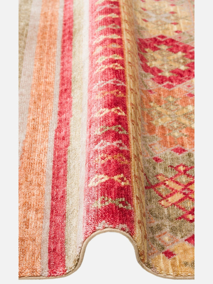 Oushak Carnaval 100% Natural Easy-to-Clean Handcrafted TENCEL™ Modern Usak Rug 12 RED AUTUMN