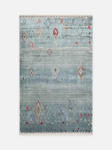 Oushak Carnaval %100 Naturel Kolay Temizlenir El Emeğiyle Üretilen TENCEL™ Modern Uşak Halısı 15 AQUA MULTY - Carpetdocia - kusbakisi