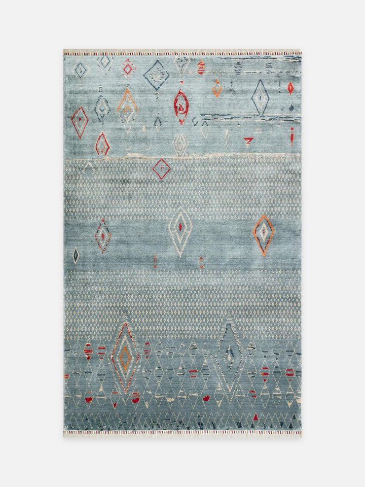 Oushak Carnaval %100 Naturel Kolay Temizlenir El Emeğiyle Üretilen TENCEL™ Modern Uşak Halısı 15 AQUA MULTY - Carpetdocia - kusbakisi