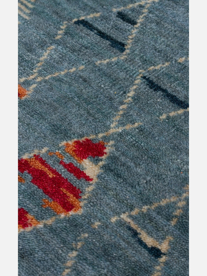 Oushak Carnaval 100% Natural Easy-to-Clean Handcrafted TENCEL™ Modern Usak Rug 15 AQUA MULTY