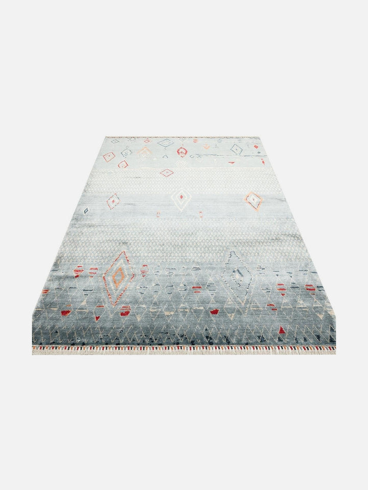 Oushak Carnaval 100% Natural Easy-to-Clean Handcrafted TENCEL™ Modern Usak Rug 15 AQUA MULTY