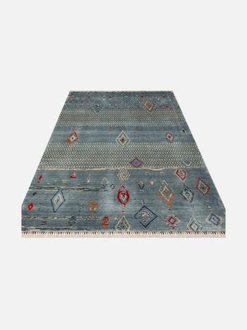 Oushak Carnaval 100% Natural Easy-to-Clean Handcrafted TENCEL™ Modern Usak Rug 15 AQUA MULTY