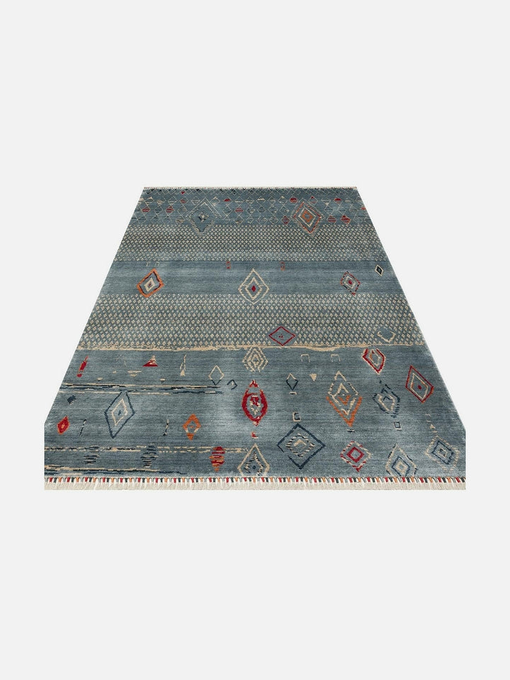 Oushak Carnaval 100% Natural Easy-to-Clean Handcrafted TENCEL™ Modern Usak Rug 15 AQUA MULTY