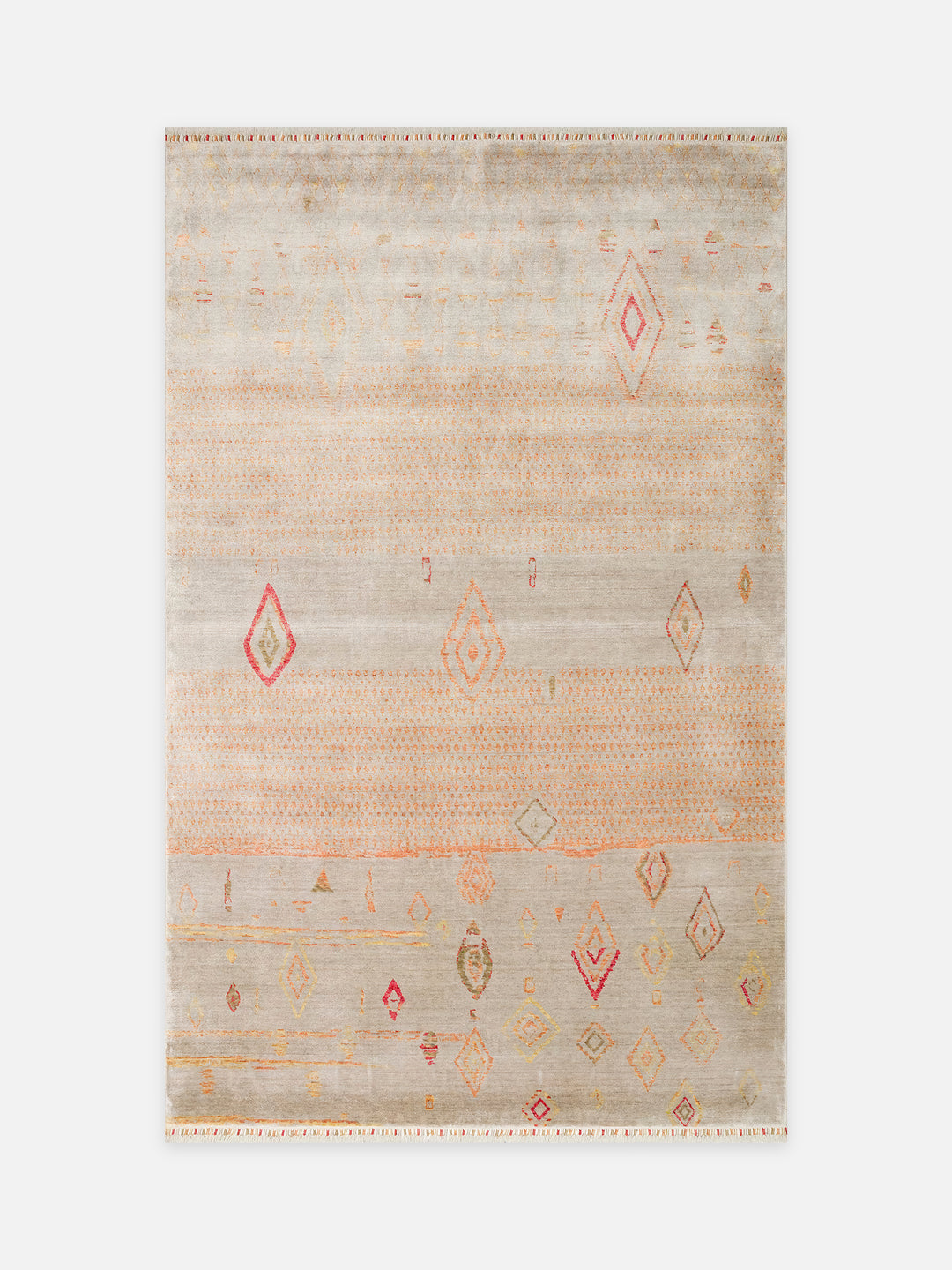 Oushak Carnaval %100 Naturel Kolay Temizlenir El Emeğiyle Üretilen TENCEL™ Modern Uşak Halısı 15 BEIGE AUTUMN - Carpetdocia - kusbakisi