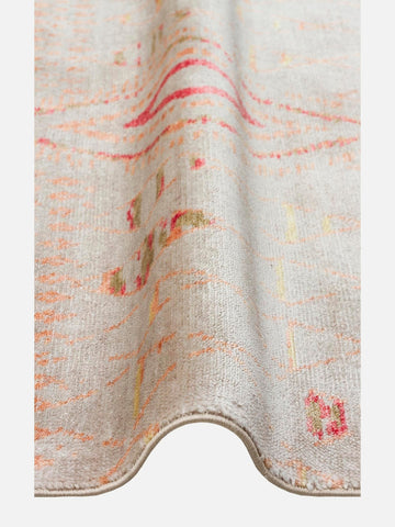 Oushak Carnaval 100% Natural Easy-to-Clean Handcrafted TENCEL™ Modern Usak Rug 15 BEIGE AUTUMN