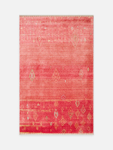 Oushak Carnaval %100 Naturel Kolay Temizlenir El Emeğiyle Üretilen TENCEL™ Modern Uşak Halısı ZR 15 RED AUTUMN - Carpetdocia - kusbakisi