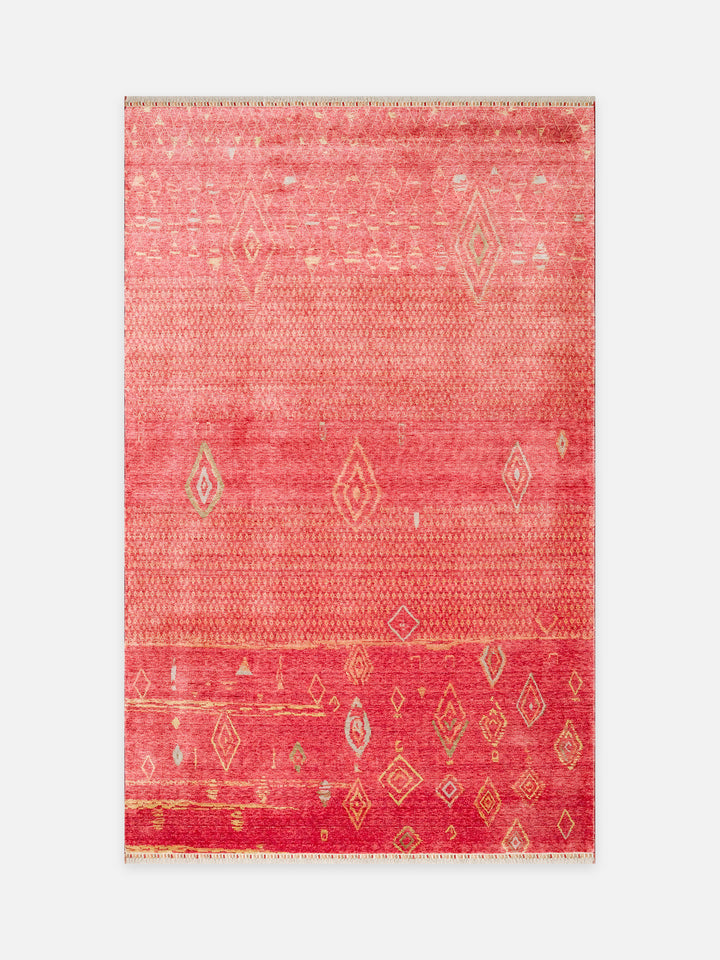 Oushak Carnaval %100 Naturel Kolay Temizlenir El Emeğiyle Üretilen TENCEL™ Modern Uşak Halısı ZR 15 RED AUTUMN - Carpetdocia - kusbakisi