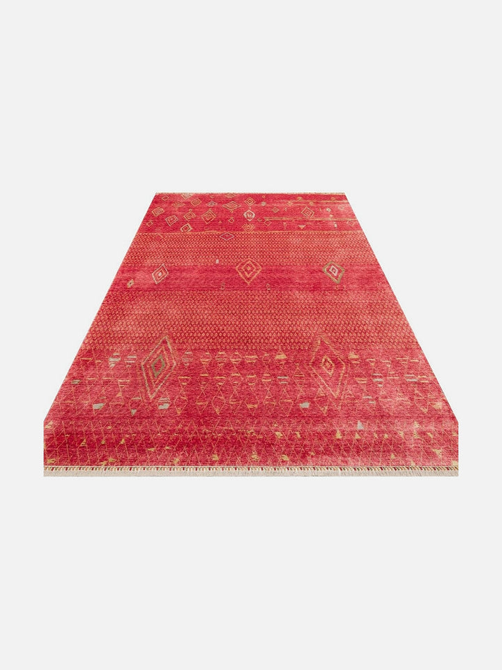 Oushak Carnaval 100% Natural Easy-to-Clean Handcrafted TENCEL™ Modern Oushak Rug ZR 15 RED AUTUMN