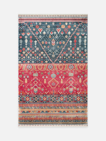 Oushak Carnaval %100 Naturel Kolay Temizlenir El Emeğiyle Üretilen TENCEL™ Modern Uşak Halısı 17 NAVY MULTY - Carpetdocia - kusbakisi