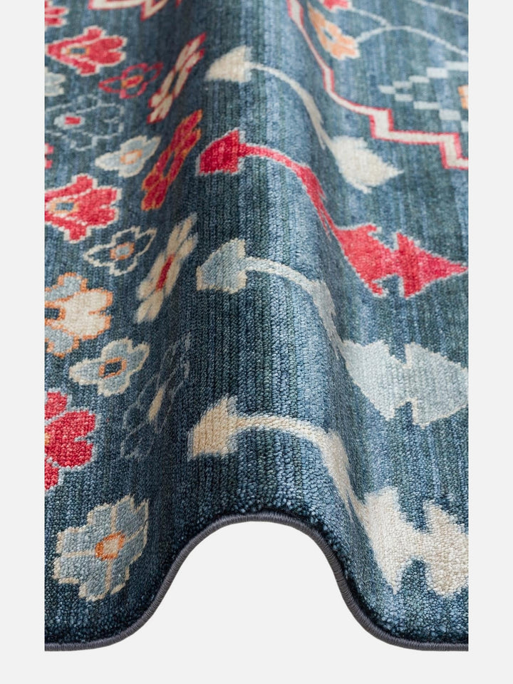 Oushak Carnaval 100% Natural Easy-to-Clean Handcrafted TENCEL™ Modern Oushak Rug 17 NAVY MULTY