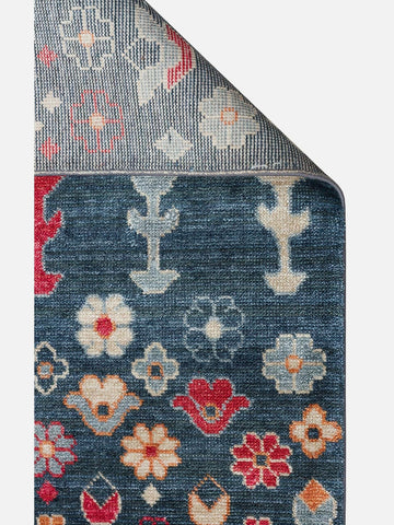 Oushak Carnaval 100% 天然、易清洁、手工制作的 TENCEL™ 现代乌沙克地毯 17 海军蓝多彩