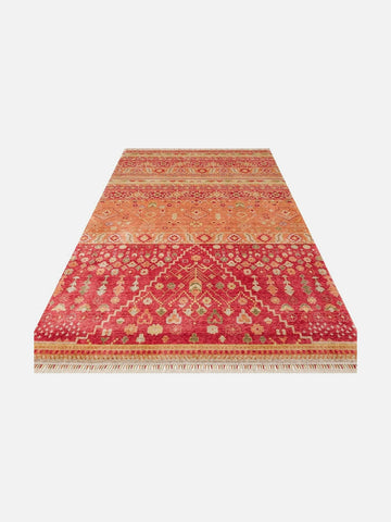 Oushak Carnaval 100% Natural Easy-to-Clean Handcrafted TENCEL™ Modern Oushak Rug 17 RED AUTUMN