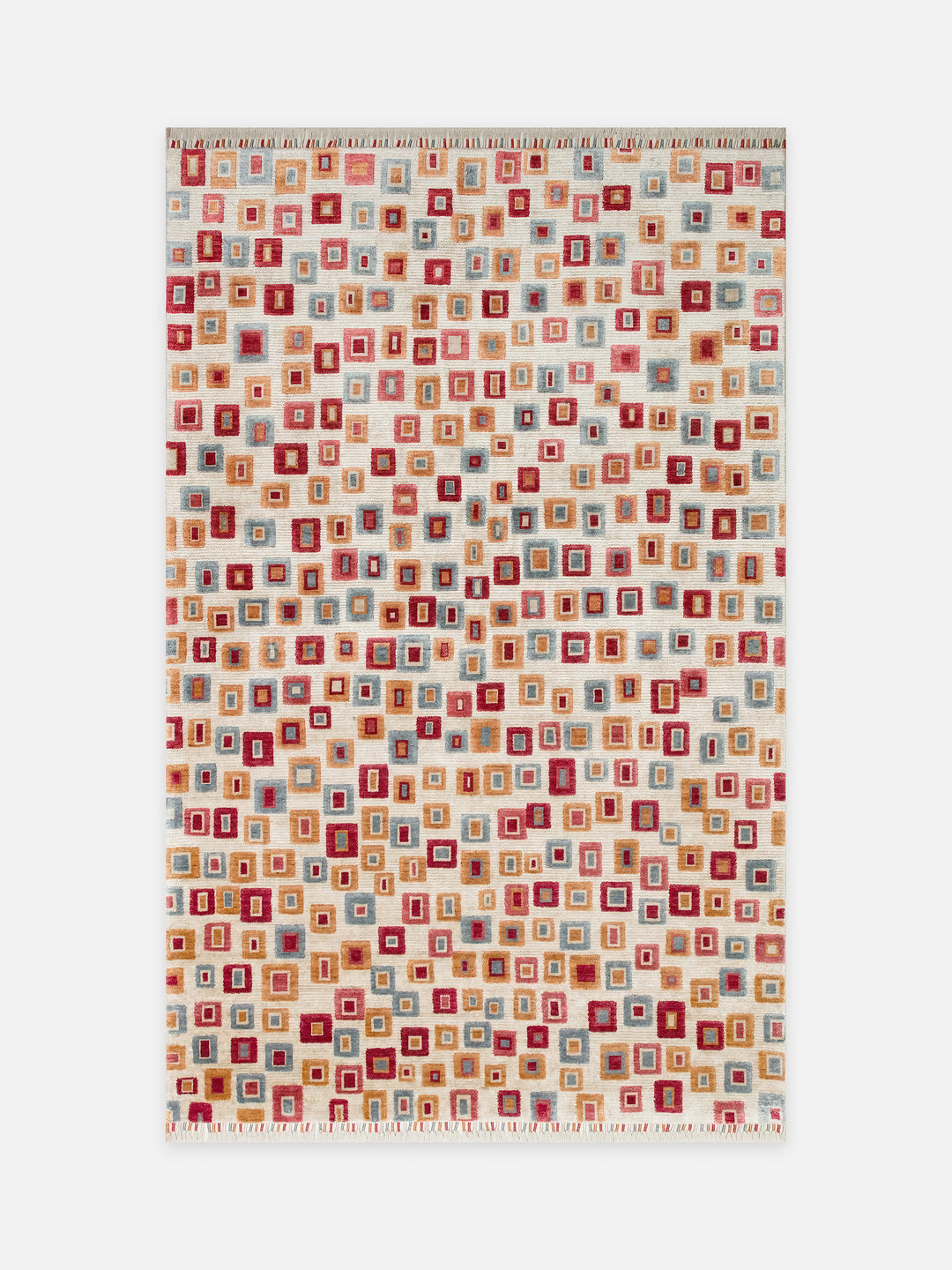 Oushak Carnaval %100 Naturel Kolay Temizlenir El Emeğiyle Üretilen TENCEL™ Modern Uşak Halısı 21 BEIGE MULTY - Carpetdocia - kusbakisi