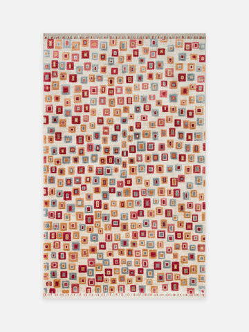 Oushak Carnaval %100 Naturel Kolay Temizlenir El Emeğiyle Üretilen TENCEL™ Modern Uşak Halısı 21 BEIGE MULTY - Carpetdocia - kusbakisi