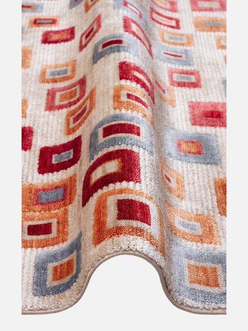 Oushak Carnaval 100% Natural Easy-to-Clean Handcrafted TENCEL™ Modern Oushak Rug 21 BEIGE MULTY