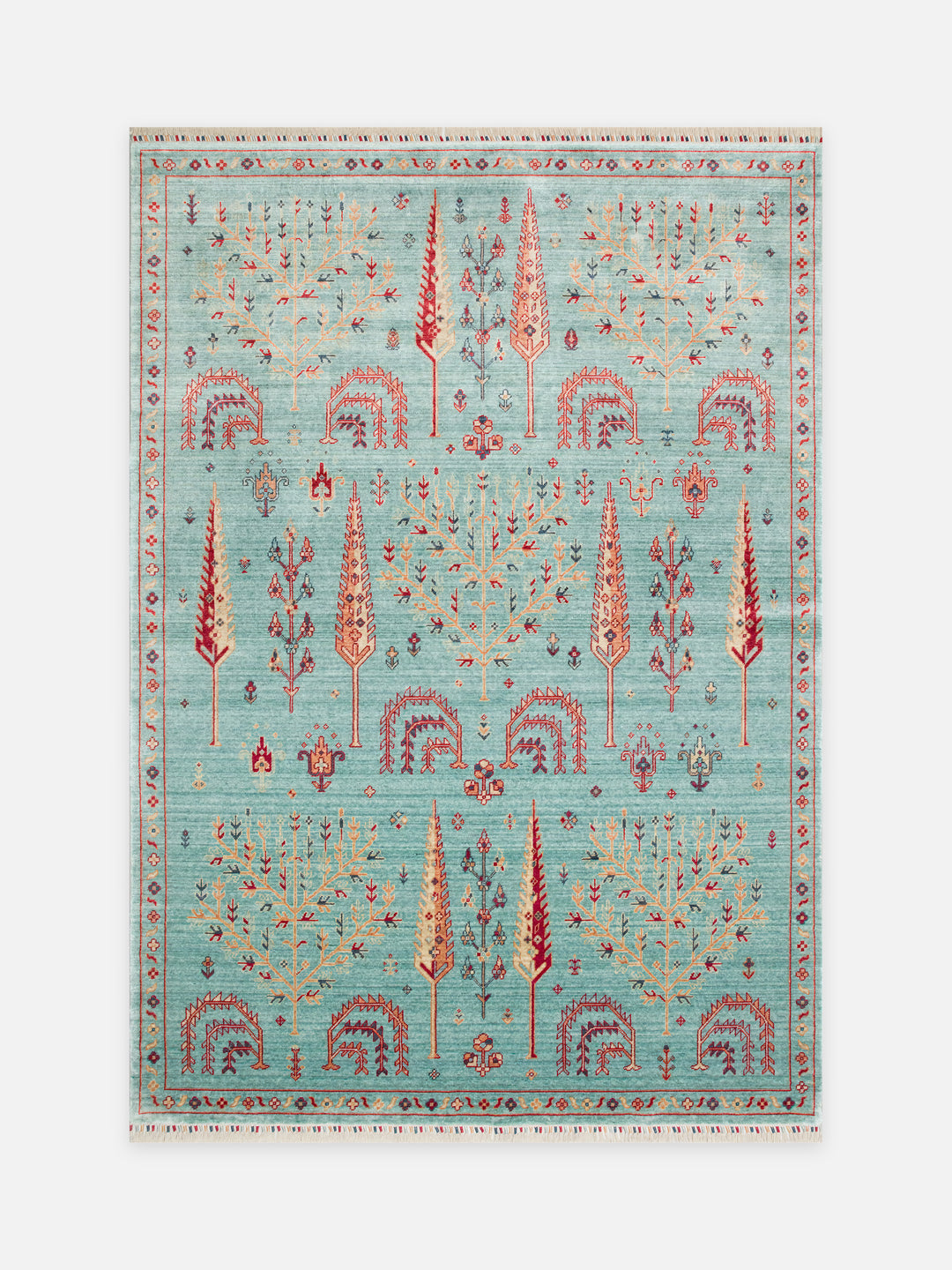 Oushak Carnaval %100 Naturel Kolay Temizlenir El Emeğiyle Üretilen TENCEL™ Modern Uşak Halısı 22 TURQUOISE - Carpetdocia - kusbakisi