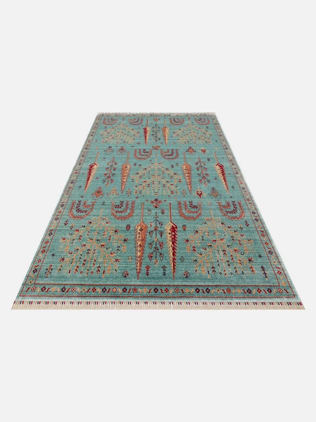 Oushak Carnaval 100% Natural Easy-to-Clean Handmade TENCEL™ Modern Oushak Rug 22 TURQUOISE