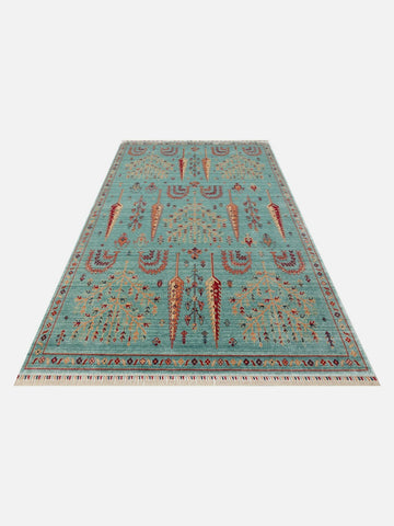 Oushak Carnaval 100% Natural Easy-to-Clean Handmade TENCEL™ Modern Oushak Rug 22 TURQUOISE