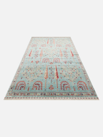 Oushak Carnaval 100% Natural Easy-to-Clean Handmade TENCEL™ Modern Oushak Rug 22 TURQUOISE