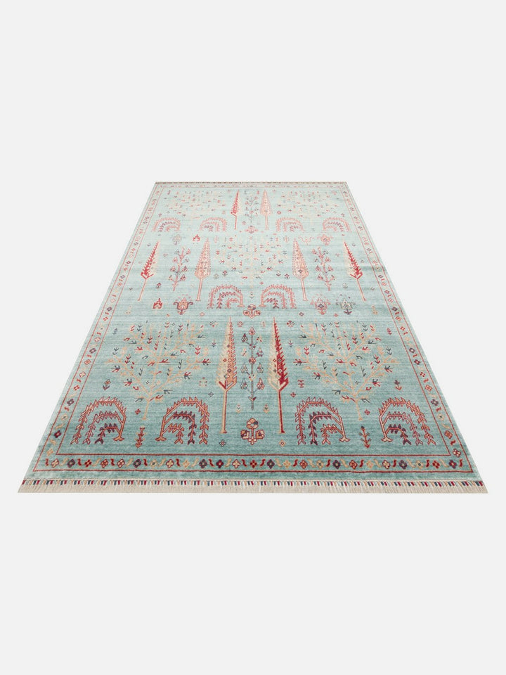 Oushak Carnaval 100% Natural Easy-to-Clean Handmade TENCEL™ Modern Oushak Rug 22 TURQUOISE