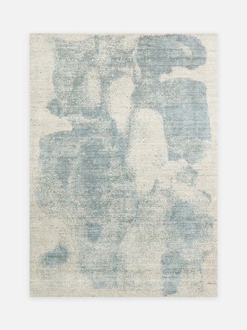 Palette Serisi %100 Naturel Yün Viskon Pamuk El Dokuma İskandinav Salon Oturma Odası Halı BEIGE BLUE - Carpetdocia - kusbakisi