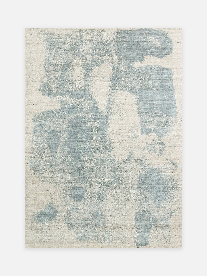 Palette Serisi %100 Naturel Yün Viskon Pamuk El Dokuma İskandinav Salon Oturma Odası Halı BEIGE BLUE - Carpetdocia - kusbakisi