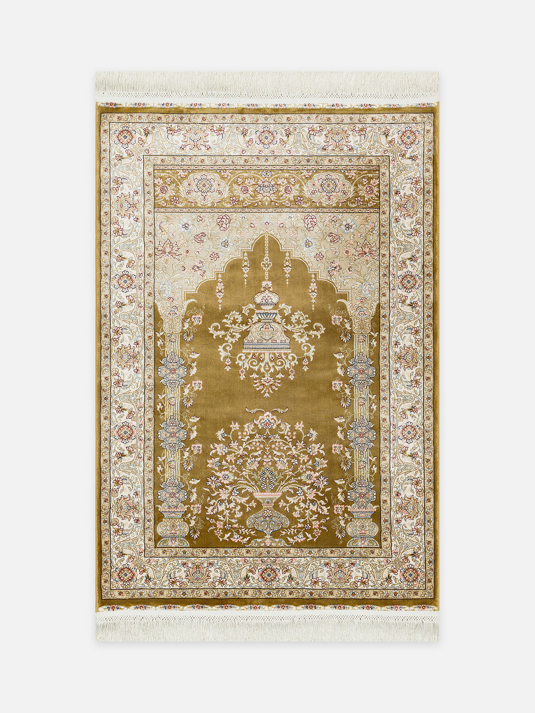 Topkapı Seccade Klasik Desenli Yüksek Kalite Özel Işıltılı Hediyelik Çeyizlik Namazlık 01 GOLD - Carpetdocia - kusbakisi