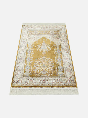 Topkapı Seccade Klasik Desenli Yüksek Kalite Özel Işıltılı Hediyelik Çeyizlik Namazlık 01 GOLD - Carpetdocia