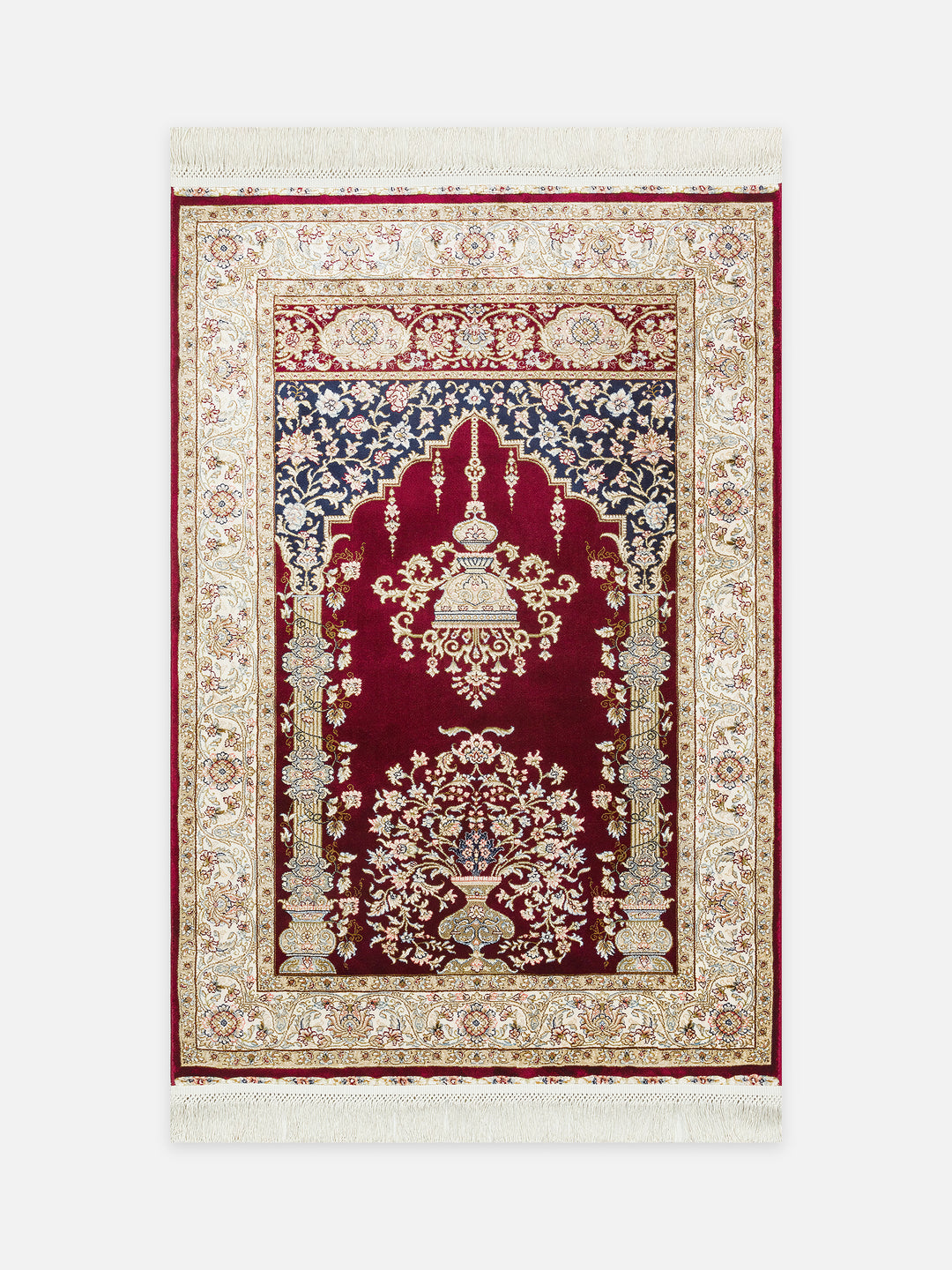 Topkapı Seccade Klasik Desenli Yüksek Kalite Özel Işıltılı Hediyelik Çeyizlik Namazlık 01 RED - Carpetdocia - kusbakisi