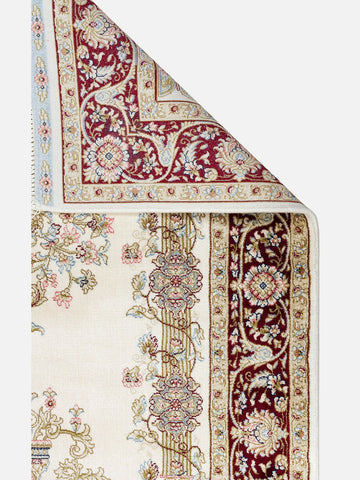 Topkapı Seccade Klasik Desenli Yüksek Kalite Özel Işıltılı Hediyelik Çeyizlik Namazlık 01CREAMRED - Carpetdocia