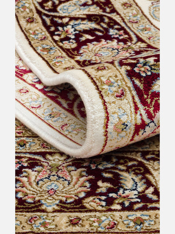 Topkapı Seccade Klasik Desenli Yüksek Kalite Özel Işıltılı Hediyelik Çeyizlik Namazlık 01CREAMRED - Carpetdocia