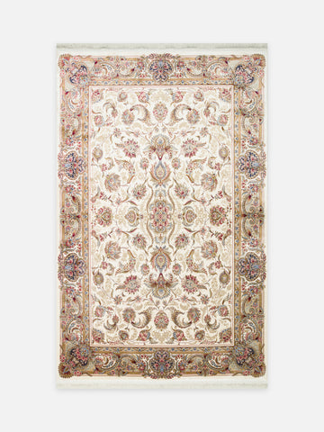 Topkapı Serisi Yüksek Kalite Sık Dokuma Klasik Desenli Özel Işıltılı Salon Halısı 01 CREAM - Carpetdocia - kusbakisi