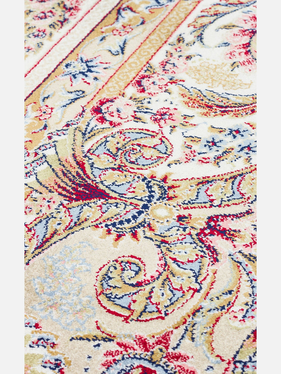 Topkapı Serisi Yüksek Kalite Sık Dokuma Klasik Desenli Özel Işıltılı Salon Halısı 01 CREAM - Carpetdocia