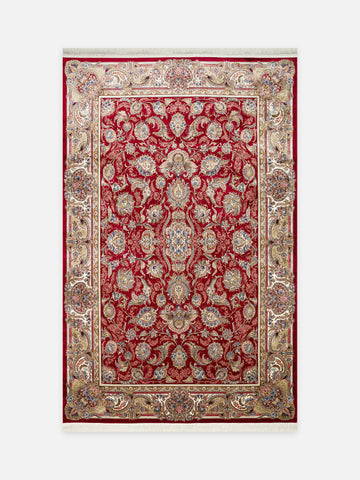 Topkapı Serisi Yüksek Kalite Sık Dokuma Klasik Desenli Özel Işıltılı Salon Halısı 01 RED - Carpetdocia - kusbakisi