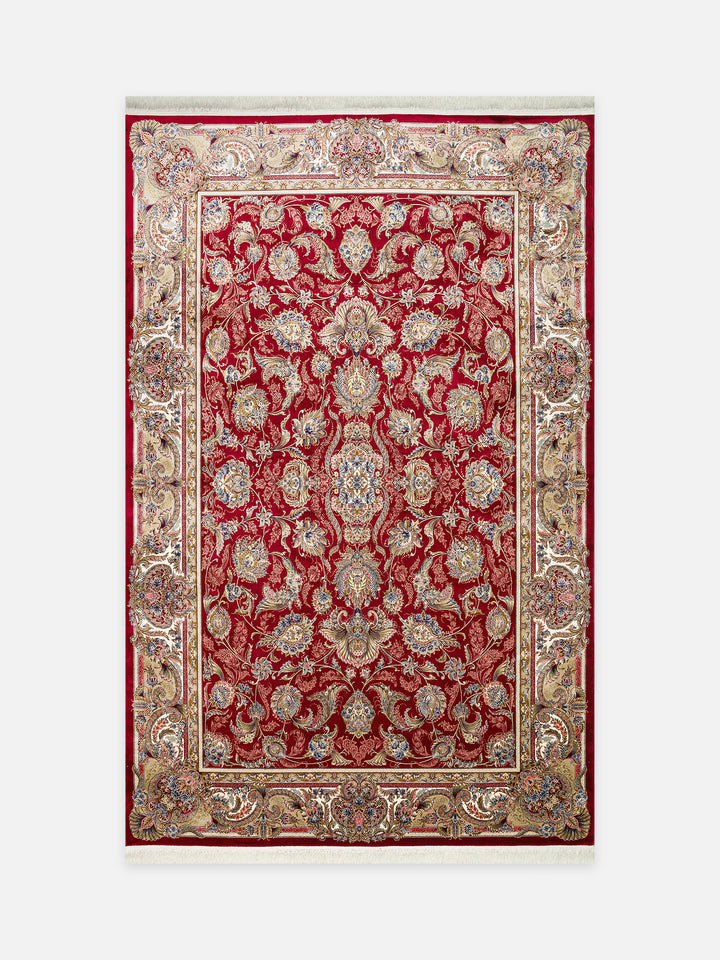 Topkapı Serisi Yüksek Kalite Sık Dokuma Klasik Desenli Özel Işıltılı Salon Halısı 01 RED - Carpetdocia - kusbakisi
