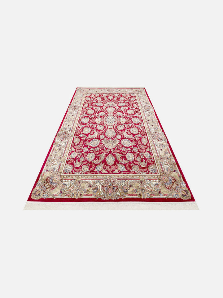 Topkapı Serisi Yüksek Kalite Sık Dokuma Klasik Desenli Özel Işıltılı Salon Halısı 01 RED - Carpetdocia