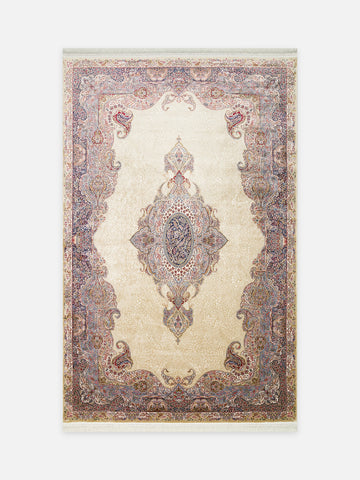 Topkapı Serisi Yüksek Kalite Sık Dokuma Klasik Desenli Özel Işıltılı Salon Halısı 02 CREAM - Carpetdocia - kusbakisi