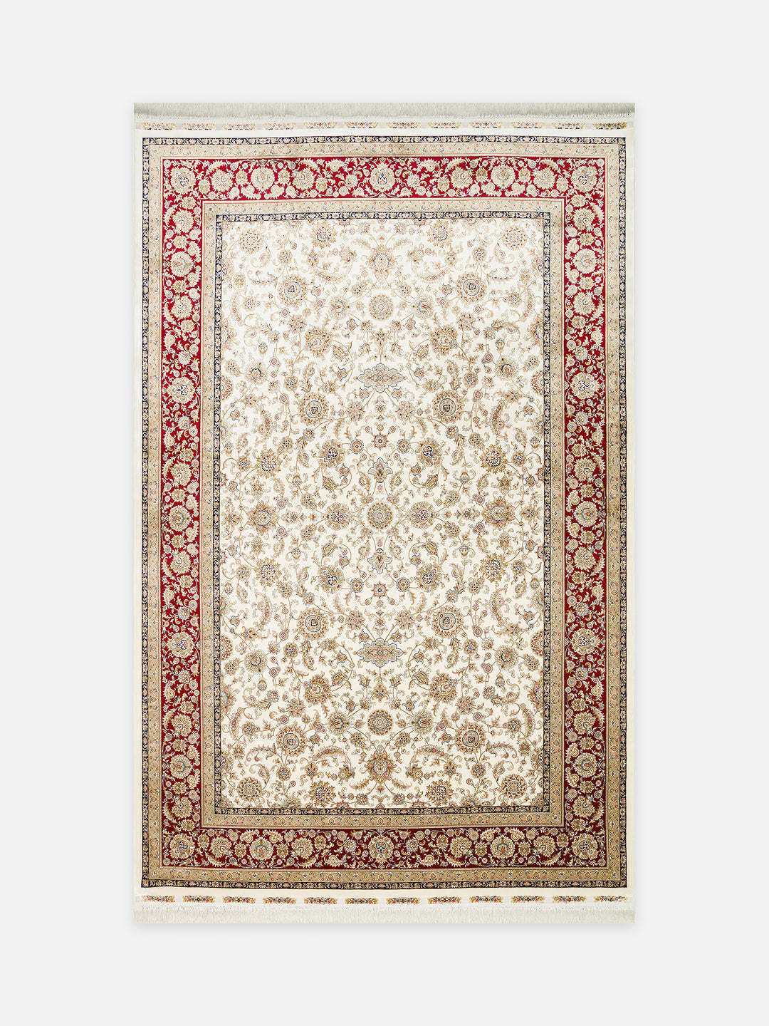 Topkapı Serisi Yüksek Kalite Sık Dokuma Klasik Desenli Özel Işıltılı Salon Halısı 03 CREAM RED - Carpetdocia - kusbakisi