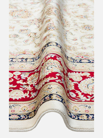 Topkapı Serisi Yüksek Kalite Sık Dokuma Klasik Desenli Özel Işıltılı Salon Halısı 03 CREAM RED - Carpetdocia