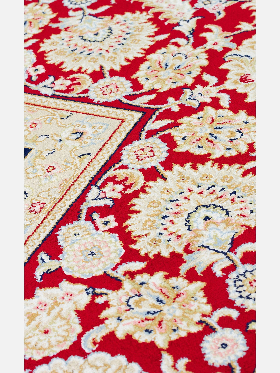 Topkapı Serisi Yüksek Kalite Sık Dokuma Klasik Desenli Özel Işıltılı Salon Halısı 03 CREAM RED - Carpetdocia