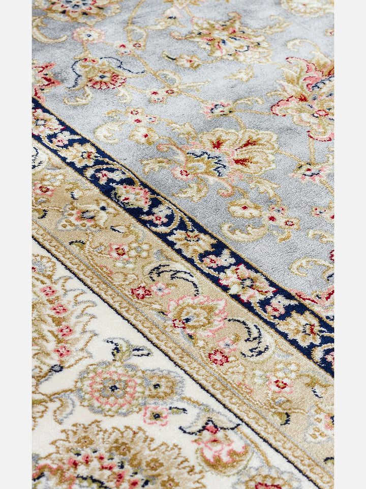 Topkapı Serisi Yüksek Kalite Sık Dokuma Klasik Desenli Özel Işıltılı Salon Halısı 03 GREY CREAM - Carpetdocia