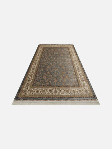 Topkapı Serisi Yüksek Kalite Sık Dokuma Klasik Desenli Özel Işıltılı Salon Halısı 03 GREY CREAM - Carpetdocia