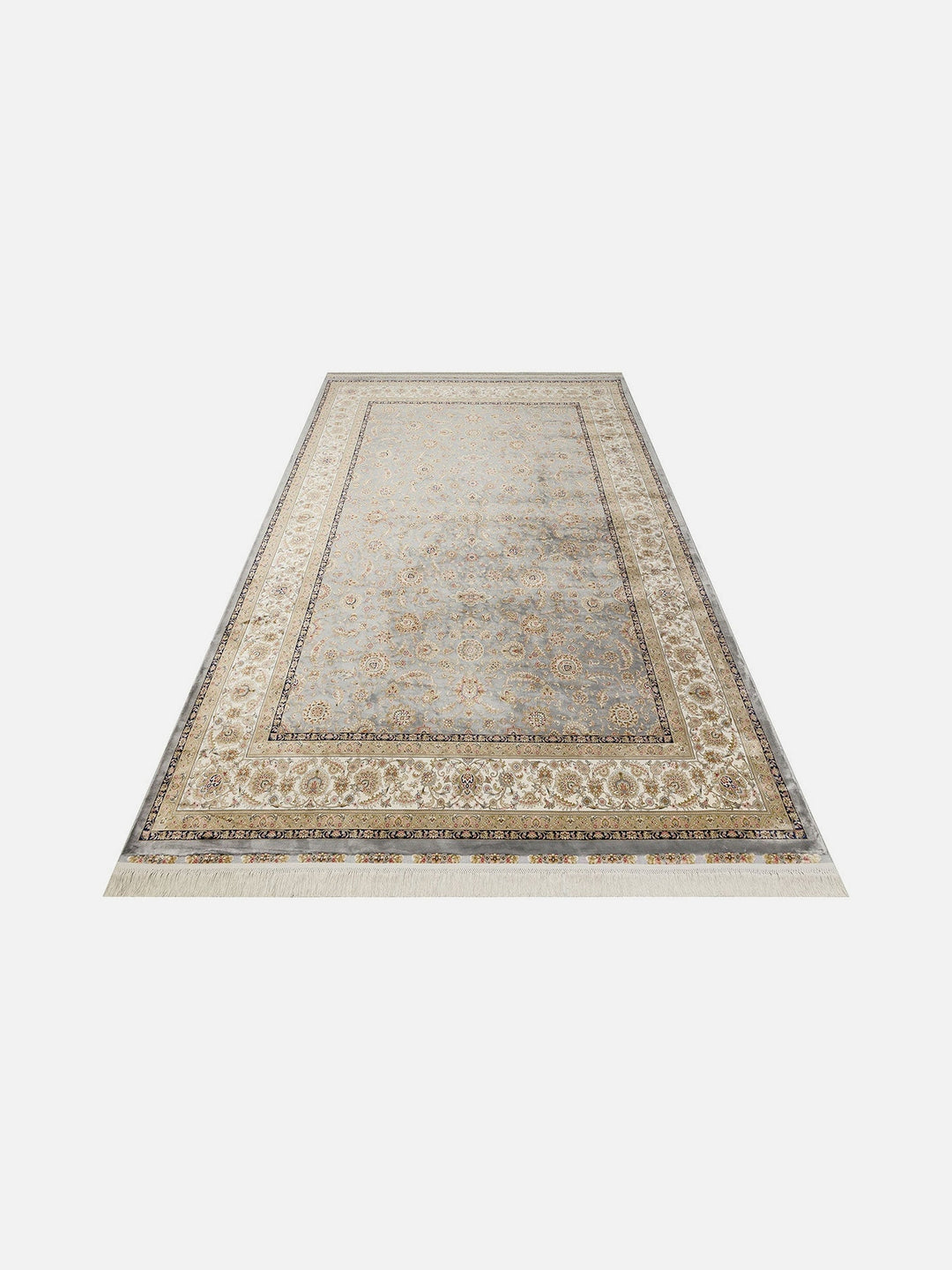 Topkapı Serisi Yüksek Kalite Sık Dokuma Klasik Desenli Özel Işıltılı Salon Halısı 03 GREY CREAM - Carpetdocia
